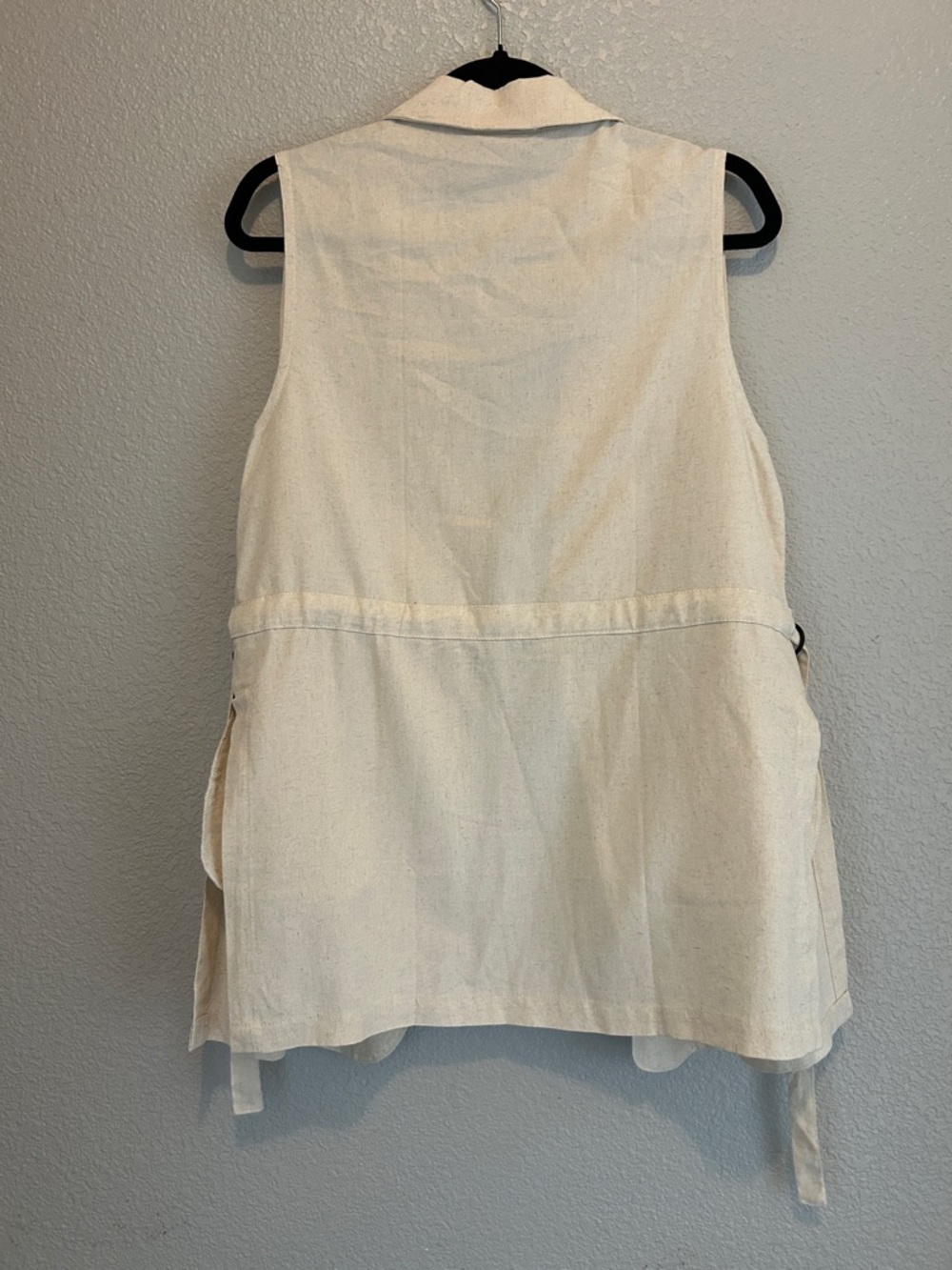 Sleeveless Cream Linen-Blend Vest Jacket size M 20 linen 80 cotton - Picture 9 of 9